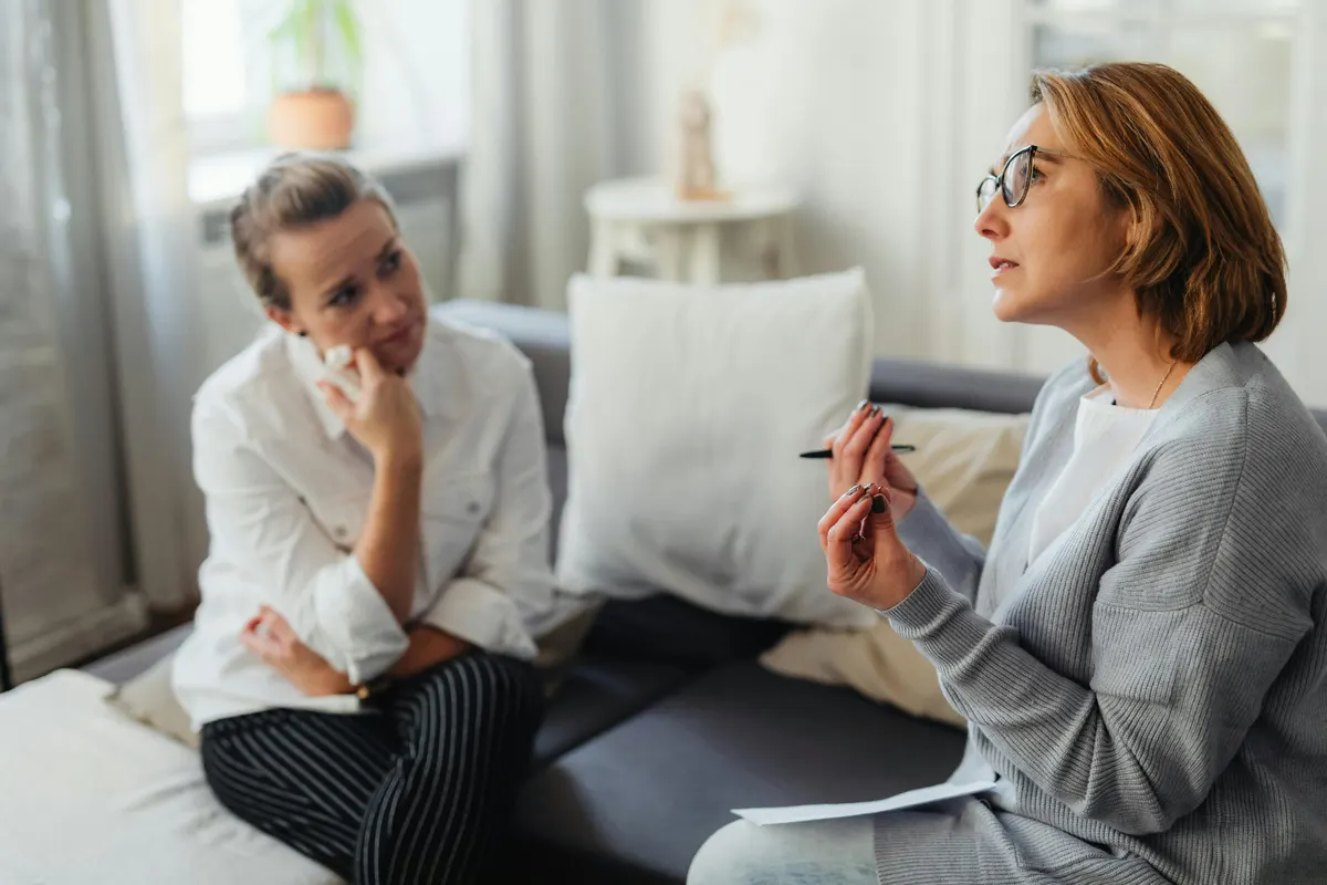 Provider and client talking together in a session